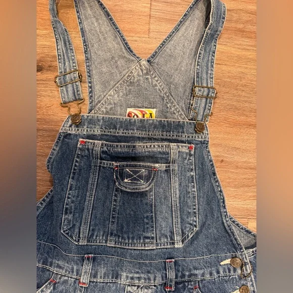 Vtg 90s SO.LA Blues Bib Overalls L Denim Carpenter Y2K Garage Street Wear - Picture 5 of 9